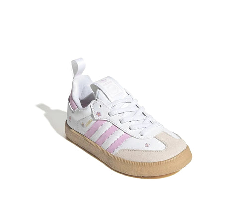 Adidas Original scarpa sneakers da ragazza Samba Quickon KK0457 Bianco-Rosa